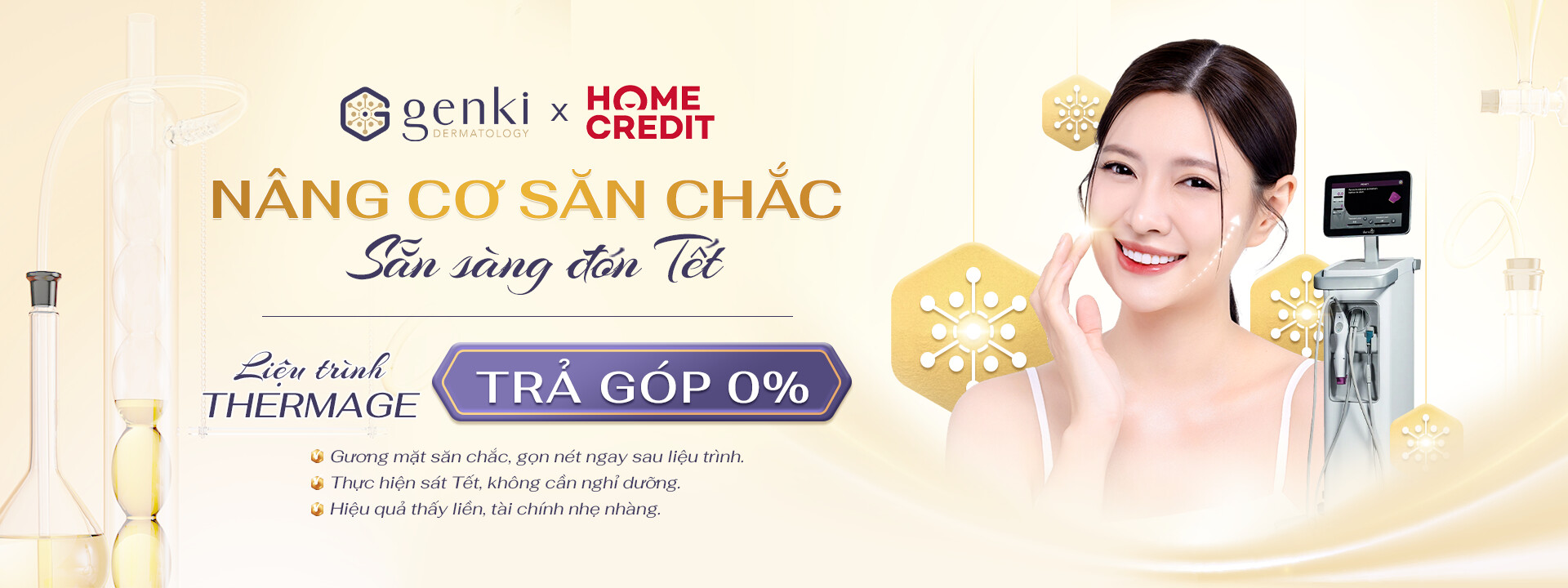 Nâng cơ săn chắc đón Tết, nhưng vẫn nhẹ gánh tài chính với chương trình làm Thermage trả góp 0% tại Genki Derma