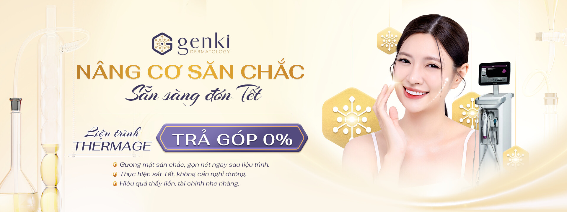 Nâng cơ săn chắc đón Tết, nhưng vẫn nhẹ gánh tài chính với chương trình làm Thermage trả góp 0% tại Genki Derma