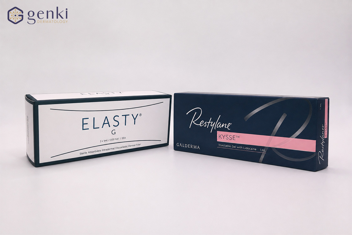 Các loại filler HA phổ biến trên thị trường như Restylane Kysse và Elasty