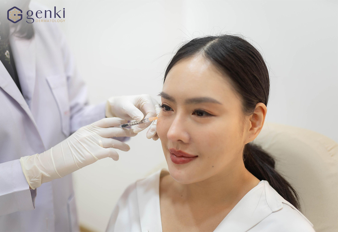 Bác sĩ thực hiện kỹ thuật tiêm trẻ hóa cho khách hàng trong điều kiện vô khuẩn